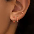 Copper crystal stud earrings set, fashionable multi-piece piercing jewelry for women daily wear. - Orange-Red Rhinestone Style (款式17)