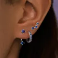 Blue cubic zirconia silver tone multiple piercing earring set and variant design options - Silver Tone Blue Rhinestone Style (Style 22)