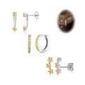 Yellow crystal stud earrings set for women, trendy metal multi-style fashion jewelry gifts. - Metal Yellow Rhinestone Style (Style 26)