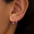 Copper pink gemstone earring set multi piece fashion jewelry for daily wear and special gift. - Copper Pink Rhinestone Style (Style 29)