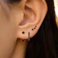 Gold-colored copper stud earrings set with black stones for women, fashion versatile jewelry. - Gold Tone Black Rhinestone Style (Style 32)