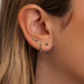 Minimalist silver black zirconia stud earrings set, multi-piece piercing jewelry for women. - Silver Tone Black Rhinestone Style (Style 34)