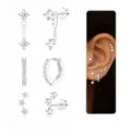 Silver crystal ear stud hoop set elegant multi-style piercing jewelry for women daily wear. - Silver Tone Rhinestone Style (Style 37)