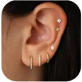 Gold multi-piercing earring set, chic hoop and stud earrings for women daily fashion style. - Gold Geometric Hoop Set (Style 2)