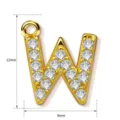 Gold-plated letter W pendant with sparkling cubic zirconia, elegant jewelry accessory 12x9mm - Letter W