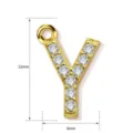 Gold-plated brass crystal letter Y pendant jewelry detail showing 12mm height and width. - Letter Y