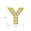 Close-up detail van gouden letter Y hanger ingelegd met sprankelende witte zirkoonstenen. - Letter Y Hanger (TC255-051-J)