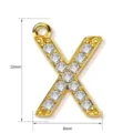 Gold Letter X Pendant Copper Rhinestone DIY Fashion Jewelry Accessory 12x8mm Charm - Letter X