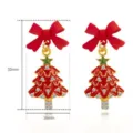 Charming Christmas tree drop earrings with red bow and sparkling rhinestones for women. - Christmas Tree with Red Bow Style (EHLT-25814-HONGS)