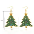 Christmas tree drop earrings with glitter enamel and gold-tone hooks, festive holiday jewelry. - Christmas Tree Style (EHLT-25816-LVS)