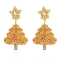 Christmas tree rhinestone drop earrings in gold tone, sparkling crystal holiday jewelry for women. - Yellow Rhinestone Christmas Tree (EHLT-25818-FENS)