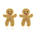 Christmas rhinestone gingerbread man earrings gold stud earrings festive jewelry gifts for women - Rhinestone Gingerbread Man Style (EHLT-25822-YINS)