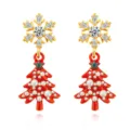 Christmas tree snowflake drop earrings gold plated cubic zirconia red enamel fashion jewelry - Snowflake Christmas Tree Style (EHLT-25830-HONGS)