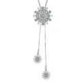 Silver Snowflake Lariat Necklace with Sparkling Zirconia Crystal Pendant Variant Model - Snowflake Shape Silver Y-Necklace (XLLT-25813-YINS)