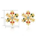Christmas Snowflake Earrings Gold Tone Rhinestone Pearl Studs Festive Holiday Jewelry - Red and Green Rhinestone Snowflake Pearl Stud Style (EDLT-25812-CAIS) / 21x20mm