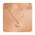 Fashion gold initial necklace with bamboo letter C pendant and cross detail for women daily wear. - Letter C