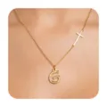 Fashion minimalist initial bamboo letter G pendant necklace with delicate cross for women chic - Letter G