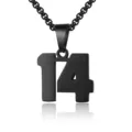 Collana con ciondolo numero 14 in acciaio inossidabile nero, gioiello minimalista uomo. - Numero 14 / Nero