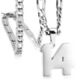 Collana con ciondolo numero 14 in acciaio inossidabile stile maglia sportiva gioielli. - 00 / Colore acciaio