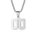 Collana con ciondolo a numero in acciaio inossidabile da uomo, gioiello con catena sportiva. - Stile 70 / Colore acciaio