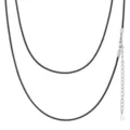 Collana in corda di pelle intrecciata nera con chiusura argentata e catena di estensione. - Stile 1 / 40CM / 1.0mm / Nero