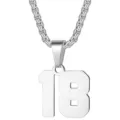 Collana con ciondolo a numero 18 in acciaio inossidabile per regalo di compleanno. - 00 / Colore acciaio