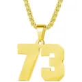 Collana con ciondolo numero 73 dorato da uomo in acciaio inossidabile gioiello sport - 00 / Oro