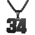 Collana con ciondolo numero 34 in acciaio inossidabile nero gioiello sport uomo - 00 / Nero