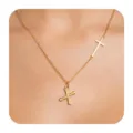 Minimalist cross pendant necklace featuring a delicate chain and bamboo letter X charm for women. - Letter X