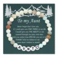 Natural stone acrylic letter bracelet with emotional aunt greeting card gift for women. - Frosted Green AUNT