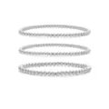 Silver metal bead stretch bracelets set, minimalist 3mm-6mm round ball fashion jewelry. - Silver Round Beaded Bracelet Set (29) / Three-Piece Set / Silver