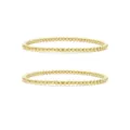 Gold bead stretch bracelet set, 3mm-6mm copper ball beaded design, minimalist fashion jewelry. - Simple Gold Bead Stretch Bracelet 2-Piece Set (26) / Two-Piece Set / Gold