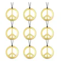 Gouden vredesteken hanger ketting set, roestvrij staal sieraden voor dames en heren. - 9-Delige Set / Goud