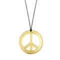 Gouden vrede teken hanger ketting detail, roestvrij staal symbool sieraden ketting close up - Goud