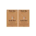 Silver clover knot pendant necklace set on thank you message card for bridal gift party. - Clover Knot With Card (Style 1)