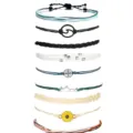 Set di bracciali intrecciati a mano stile surf multistrato con ciondoli per donne - Stile 1