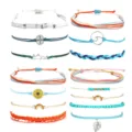 Set di bracciali intrecciati in corda stile boho fatti a mano cordini da surf per donne - modello 3