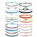 Handmade braided surf bracelet set with wave and compass charms for daily wear. - Style 6