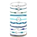 Multi-layer braided rope bracelet set with surf style, compass and wave charms for daily wear. - Style 7