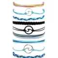 Handmade braided rope bracelet set with wave charms, surf style beach jewelry for women. - Style 9