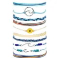 Multi-layer braided string bracelet set, blue and yellow boho surf handmade jewelry variant. - Style 10