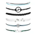 Surf style braided rope bracelet set variant with wave and compass charms multi colors option - Surfing Style Set (11)