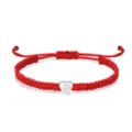 Braccialetto rosso intrecciato a mano con ciondolo a cuore argento lettera P per amicizia. - Lettera A / Corda Rossa Cuore Argento