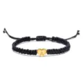 Braccialetto dell'amicizia in corda nera intrecciata con ciondolo a cuore dorato e lettera A. - Lettera A / Cuore colore oro con corda nera