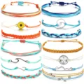 Handmade woven rope bracelets set, adjustable colorful string surf jewelry for women and men. - Sunflower Wave Surfing Style Woven Bracelet (23) / Colorful