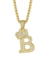 Collana con ciondolo lettera B corona hip-hop oro da uomo, gioiello iniziale elegante. - Stile Lettera B Corona / Oro