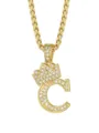 Collana con ciondolo lettera C corona dorata e catena, gioiello strass moda hip hop uomo. - Stile Lettera C Corona / Oro
