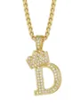 Collana con ciondolo lettera D colore oro stile hip hop con corona per uomo moda. - Stile Lettera D Corona / Oro