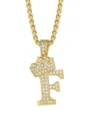Collana con ciondolo lettera F corona oro stile hip hop moda gioielli strass uomo festa - Stile Lettera F Corona / Oro