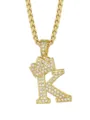 Collana con ciondolo lettera K corona oro stile hip hop moda uomo gioielli per festa look - Stile Lettera K Corona / Oro